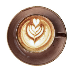 A cup of coffee with latte art on top