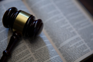 Judge's gavel and holy bible