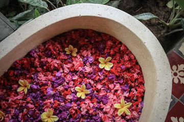 Bath tub with flower petals