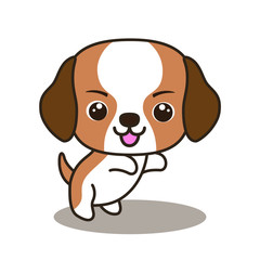 Plakat Lovely puppy with smile cartoon illustration isolated on white background