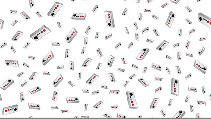 Seamless pattern of retro old hipster game consoles and joysticks texture from the 70s, 80s, 90s, 2000s, background