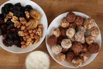 Fennel greens, parsley, spinach laid on the table 