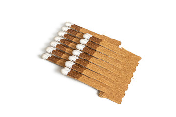 Tear-off cardboard matches on a white background