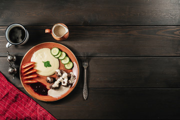 National Swedish food for everyone. Meatballs with mashed potatoes
