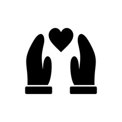 Donation glyph icon design. Caring people illustration design. Gesture hand with money donation sign symbol. Black glyph vector icon.