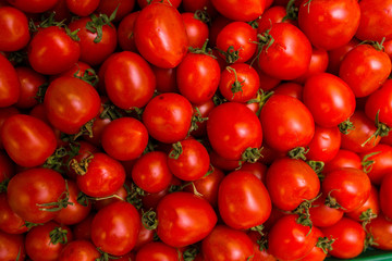 Red Tomatoes In The Box On Market.