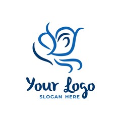 Fototapeta premium Abstract Blue Butterfly Logo Template