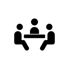 Meeting glyph icon design. Job interview sign illustration. Black glyph vector icon.