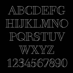 Art deco white outline alphabet