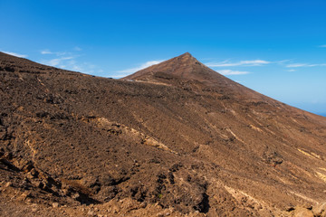 The paradise infinite beach of Cofete Fuerteventura. Canary Islands, Spain. October 2019