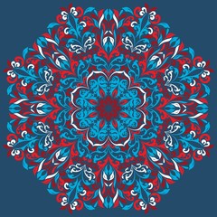 Retro red boho floral pattern background