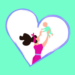 The mother holds the child in her arms. Great love mom. Vector illustration eps 10