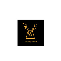 deer head logo black background color line, for vector design company