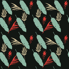 Modern Tropical Vector Seamless Pattern. Cool Summer Textile. Doodle Floral Background. Elegant Male Shirt 