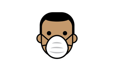Medical face protection mask icon. Man using protective surgical mask for coronavirus prevention. Linear art vector.