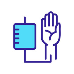 blood sampling from human hand icon vector. blood sampling from human hand sign. color symbol illustration