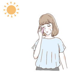 暑さに悩んでいる女性