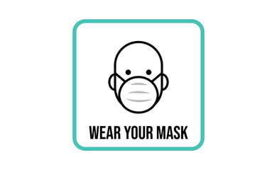 Medical face protection mask icon. Man using protective surgical mask for coronavirus prevention. Linear art vector.