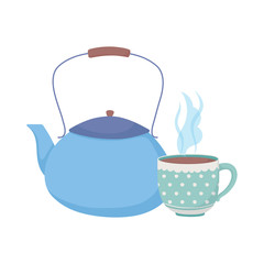 coffee time, kettle and cup porcelain fresh aroma beverage