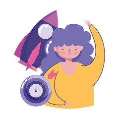 people creativity technology, girl target rocket startup strategy idea