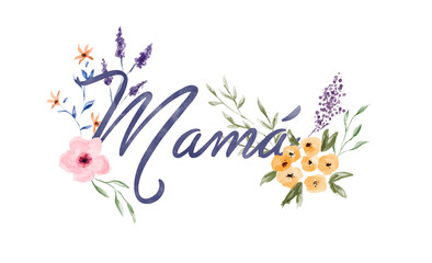 Mother's day spanish flower watercolor mom quote