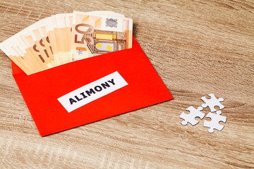 Concept of alimony, money for childcare costs