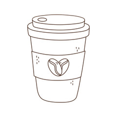 takeaway coffee cup disposable isolated icon white background linear design