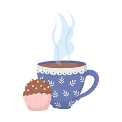 coffee time, tasty cupcake cup fresh aroma beverage