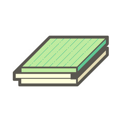 Engineered wood flooring vector icon. That is a floor finishing material for home interior decoration. Consist of hardwood layer  bonded over plywood. Include tongue and groove for joining with other.