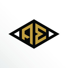 Initial Letter AE Geometric Abstract Diamond Shape Logo Design