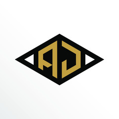 Initial Letter AJ Geometric Abstract Diamond Shape Logo Design