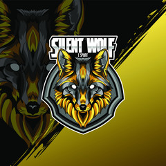 Wolf head e sport logo. Fox mascot game