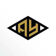 Initial Letter AY Geometric Abstract Diamond Shape Logo Design