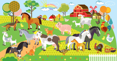 Obraz na płótnie Canvas Farm animals vector illustration