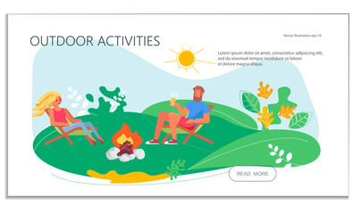 Picnic with campfire