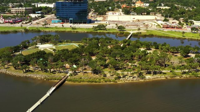Aerial video Manatee Island Daytona Beach Florida