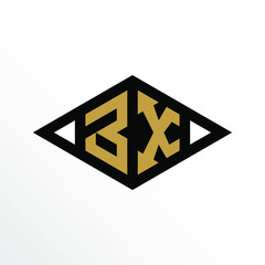 Initial Letter BX Geometric Abstract Diamond Shape Logo Design