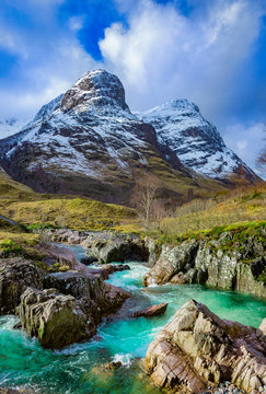 river coe, glencoe, highlands, Scotland, uk.