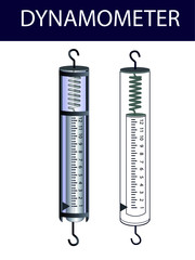 old dynamometer on a white background. vector dynamometer for physics lesson