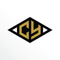 Initial Letter CY Geometric Abstract Diamond Shape Logo Design
