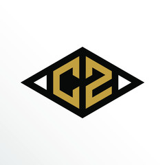 Initial Letter CZ Geometric Abstract Diamond Shape Logo Design - obrazy, fototapety, plakaty