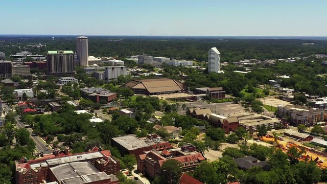 Aerial approach Donald L Tucker Civic Center Downtown Tallahassee FL