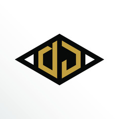 Initial Letter DJ Geometric Abstract Diamond Shape Logo Design