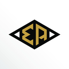 Initial Letter EA Geometric Abstract Diamond Shape Logo Design