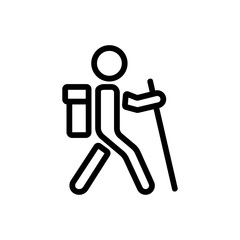 walking man travels with equipment icon vector. walking man travels with equipment sign. isolated contour symbol illustration