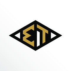 Initial Letter ET Geometric Abstract Diamond Shape Logo Design