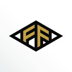 Initial Letter FF Geometric Abstract Diamond Shape Logo Design