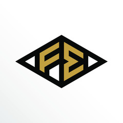 Initial Letter FE Geometric Abstract Diamond Shape Logo Design