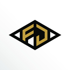 Initial Letter FJ Geometric Abstract Diamond Shape Logo Design