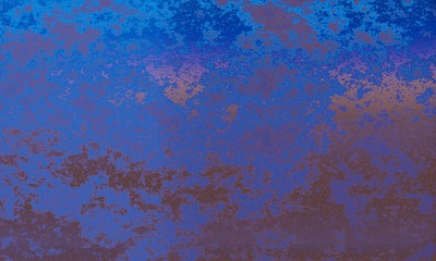 3D rendering of rusted, old, tattered metallic blue wall with cracks, scratches and brown rust. Illustration is good for textures, surfaces, walls, metal sheets, backdrops, backgrounds and structures.